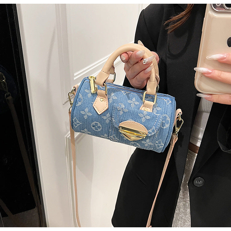 Women American Retro Denim Boston Bag 4