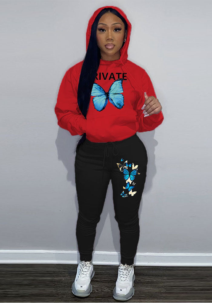 Plus Size Women's Fashion Print Contrast Color Tracksuits Sports Two-Piece Pants Set