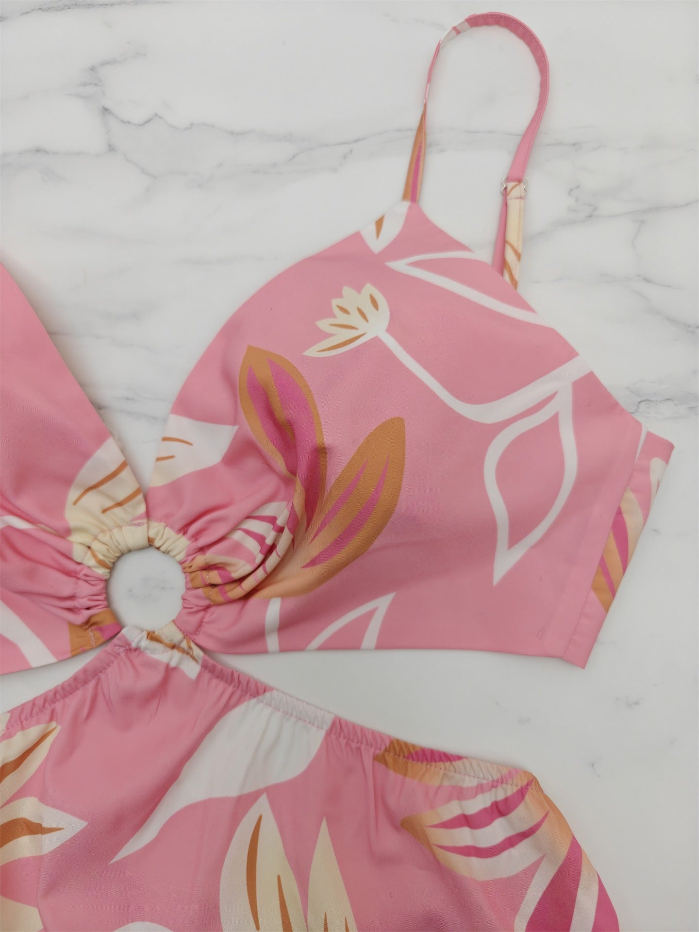 Holiday Print Strap Sheer Cutout Dress 9