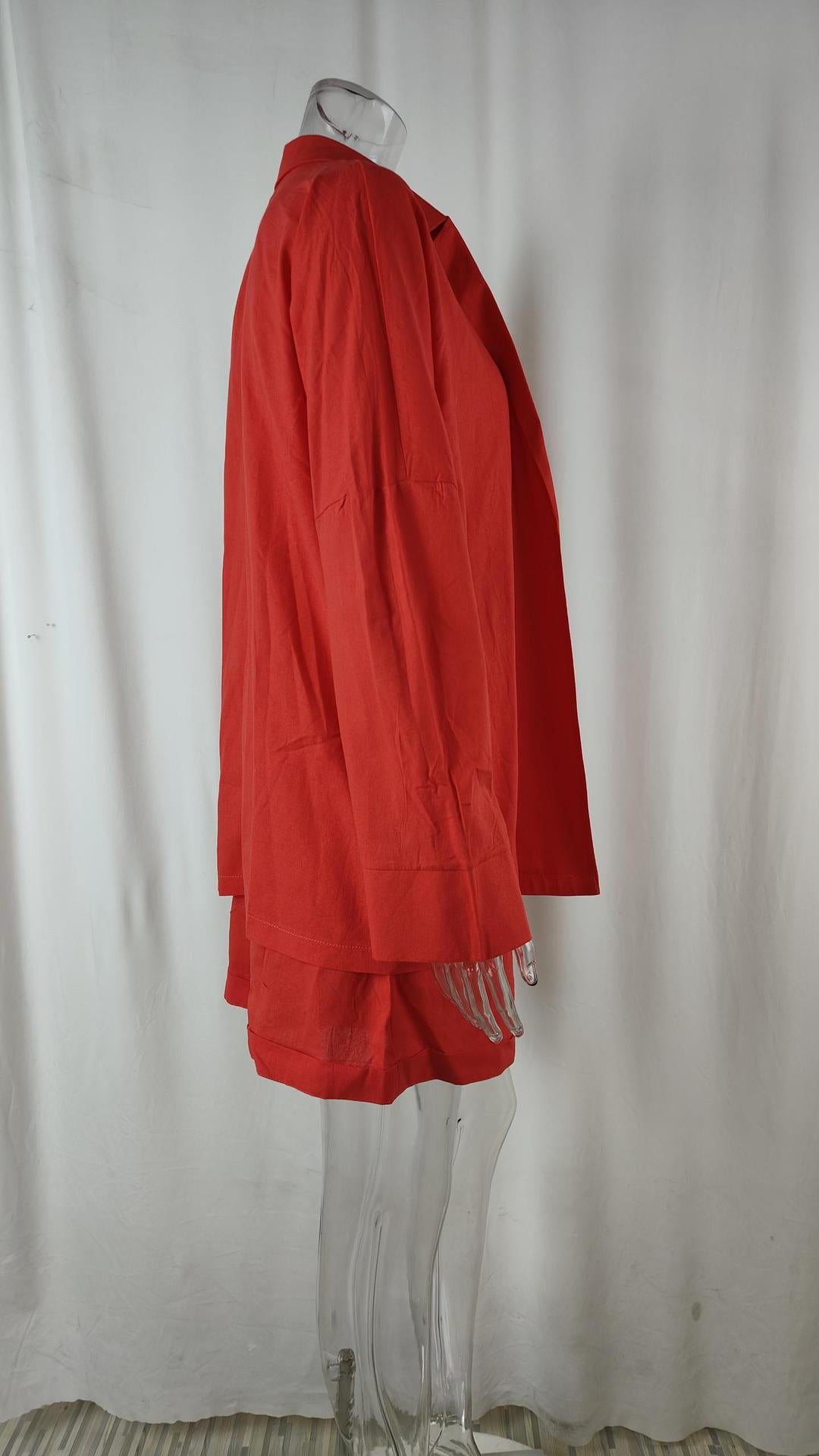 Spring Women's Chic Solid Color Vest Shorts Blazer Three Piece 22