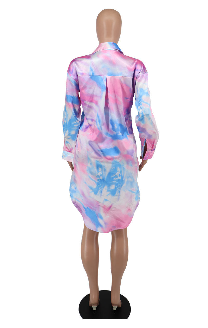 Women Chic Print Long Sleeve Shirt + Shorts Two Piece Set 9