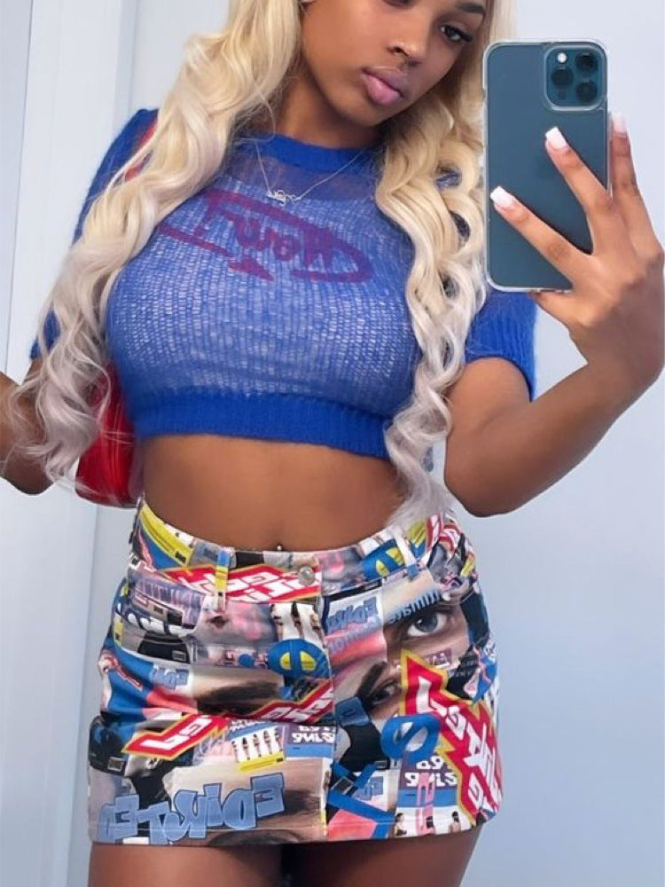 Summer street poster print stylist skirt 6