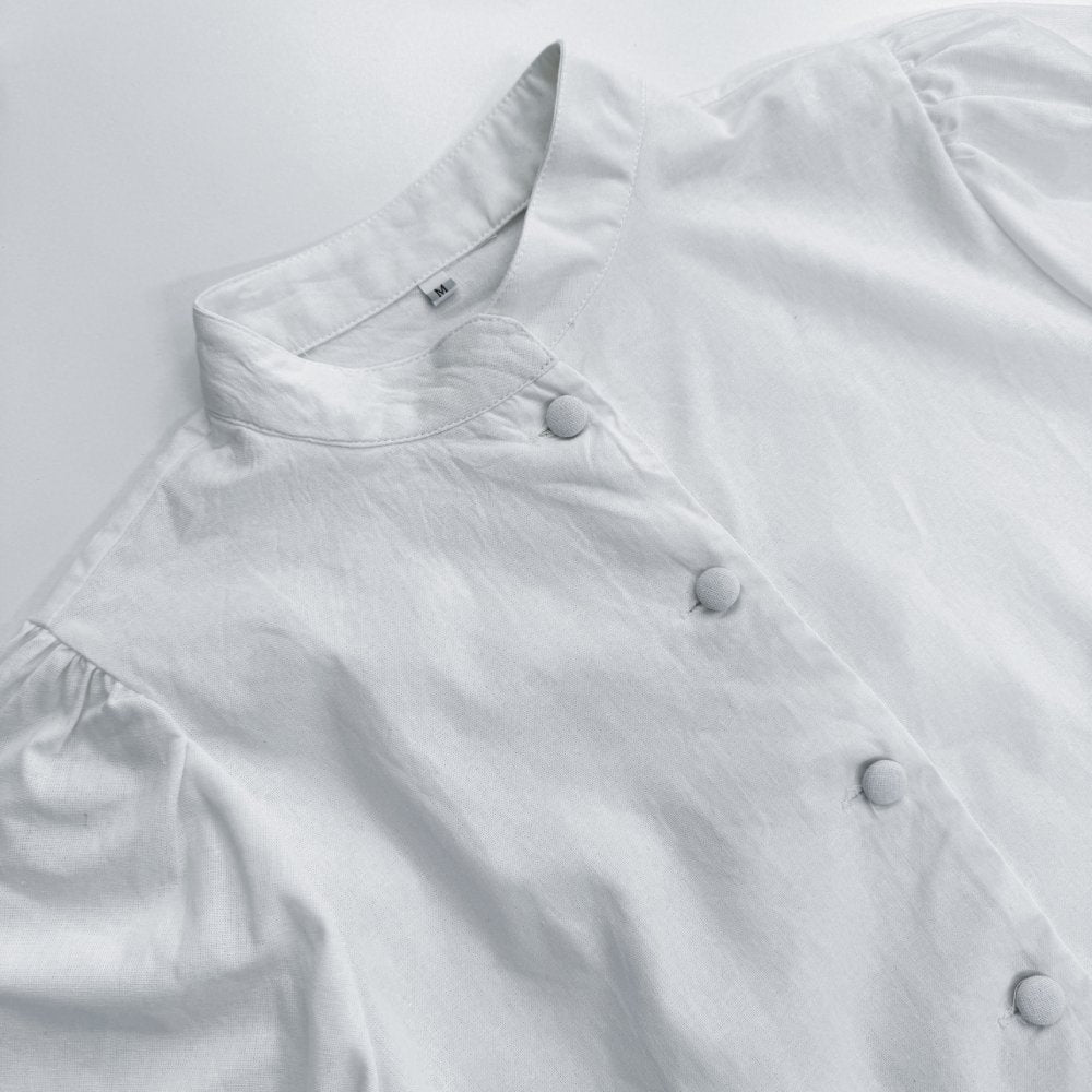 Summer White Lantern Sleeve Shirt & Skirt Two-Piece Casual Office Set 13