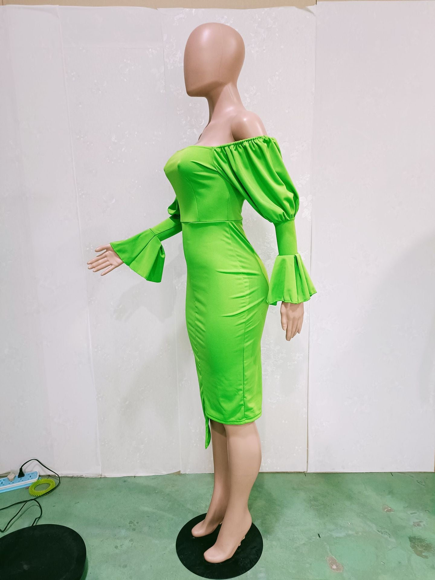 Women Sexy Off Shoulder Balloon Sleeve Dress 13