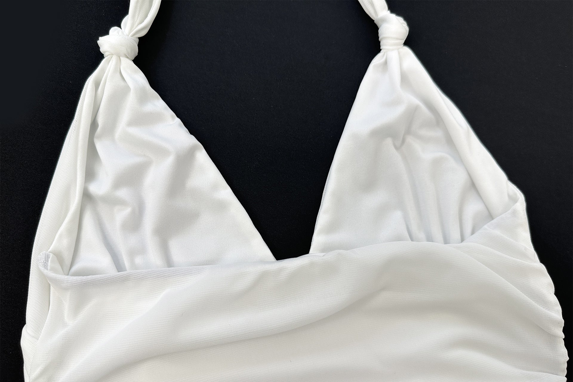 Summer women's deep v-neck Halter Neck sexy Ruched Beach dress 10