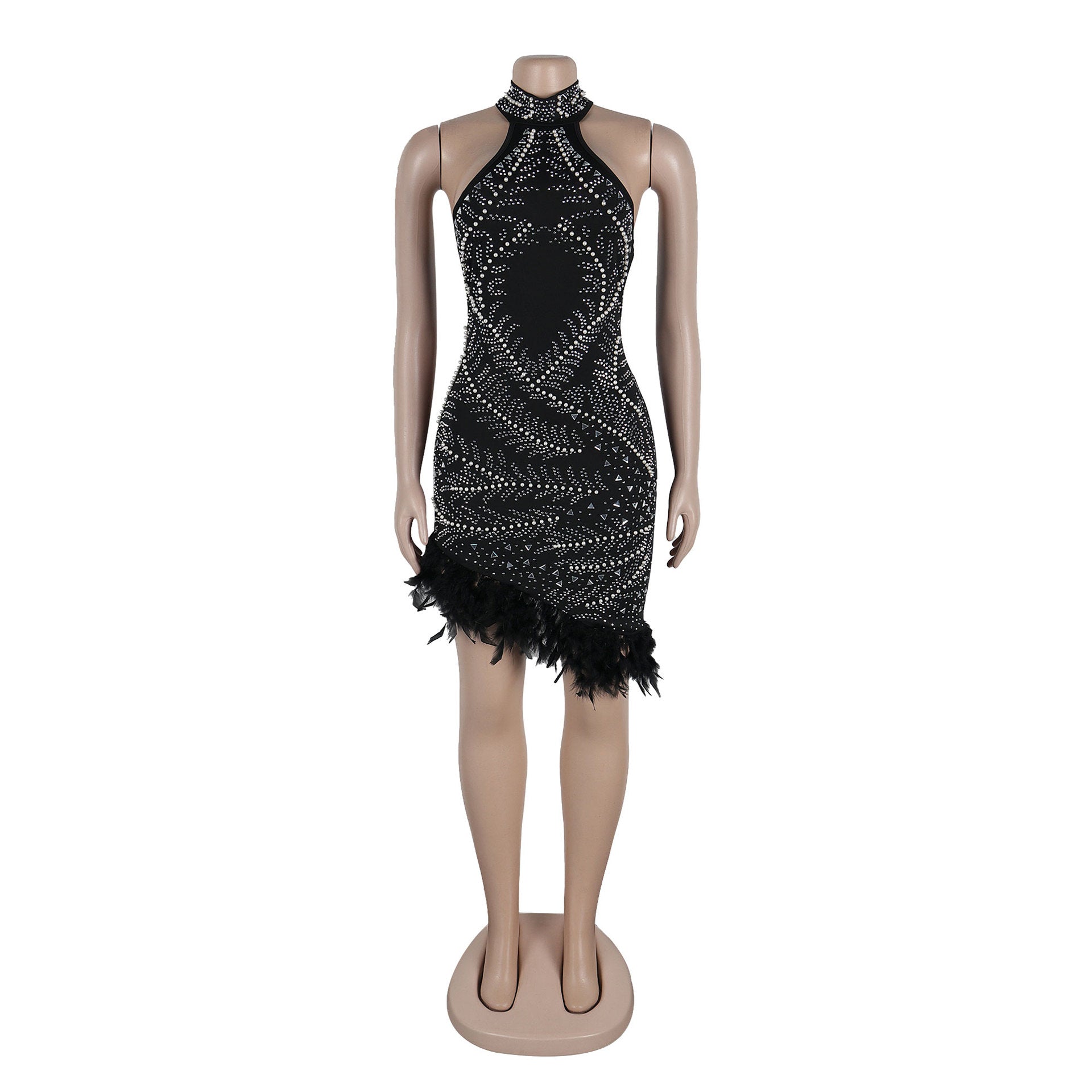 Sexy Beaded feather sleeveless Bodycon club dress 10