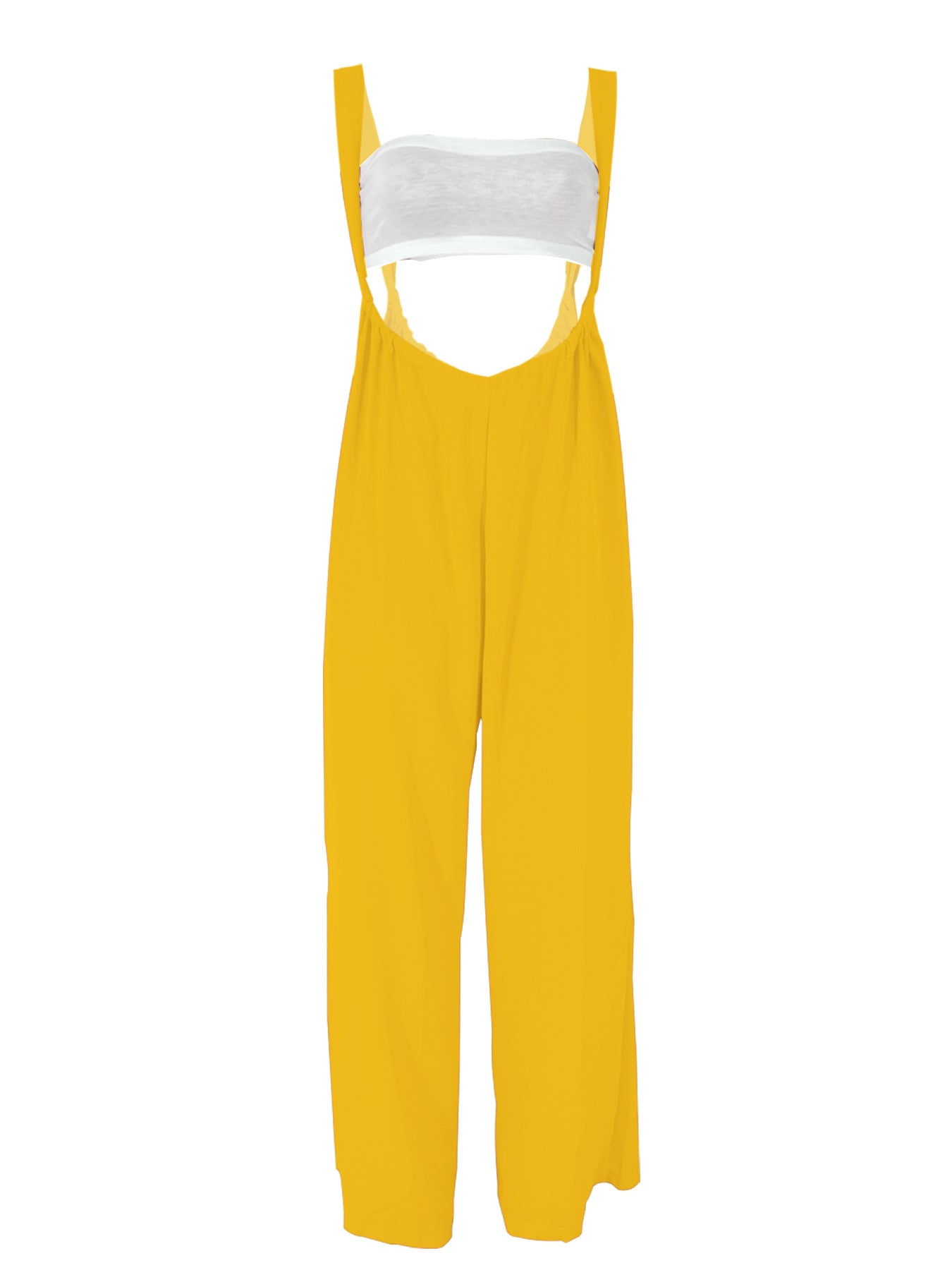 Drawstring Suspenders Wide Leg Trousers Strapless Crop Top Two-Piece Set 37