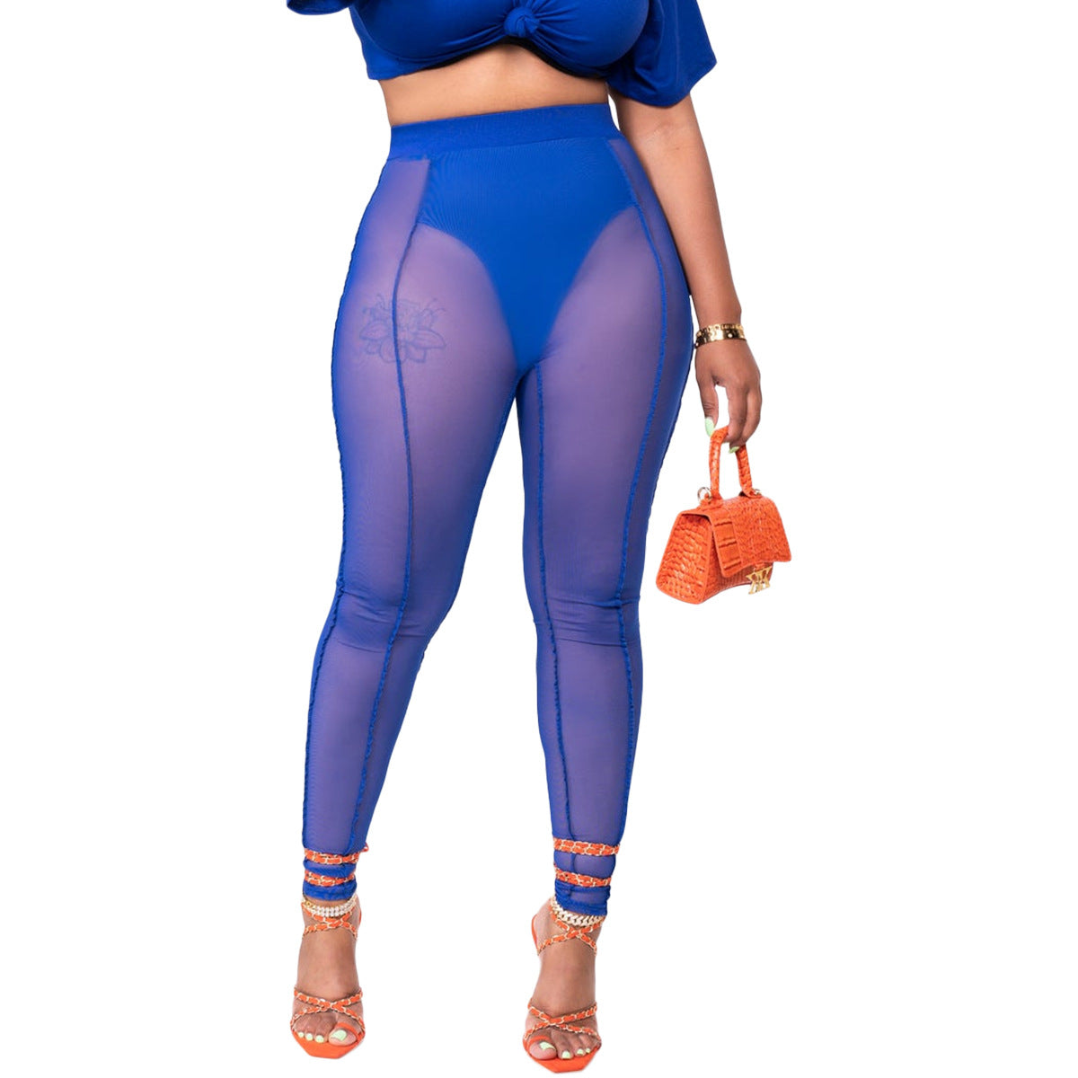 Women'S Sexy Mesh Patchwork Long Pants 4