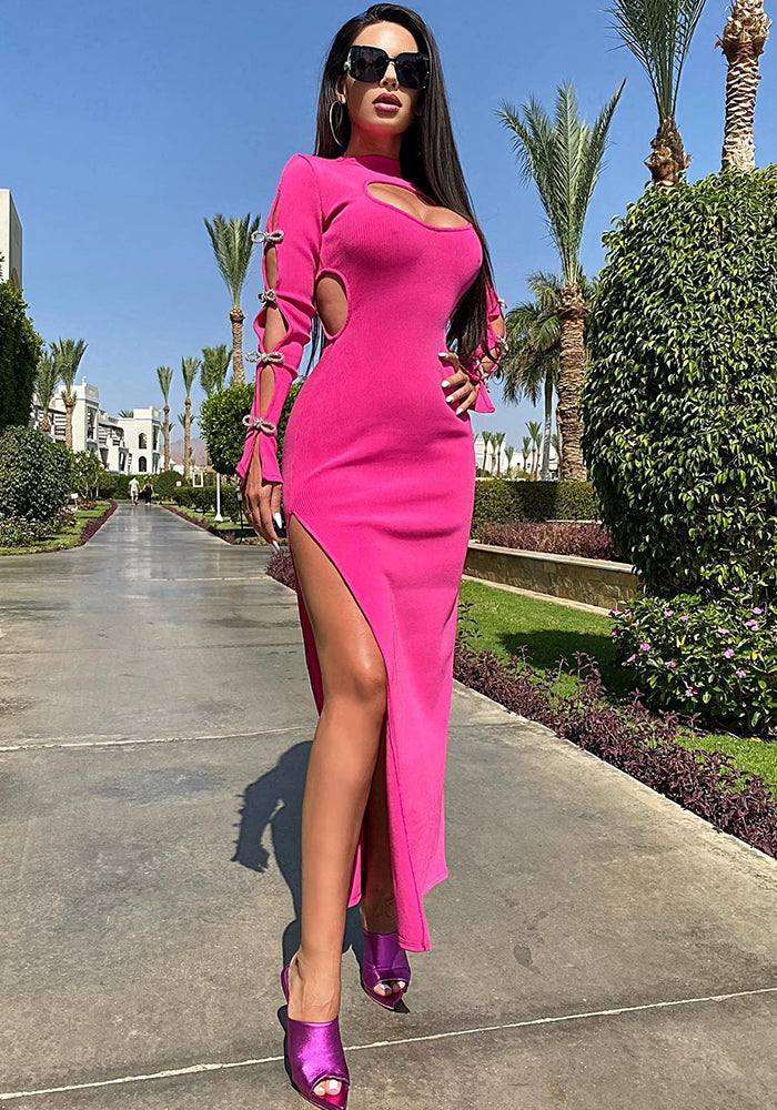 Women Bow Hollow Long Dress