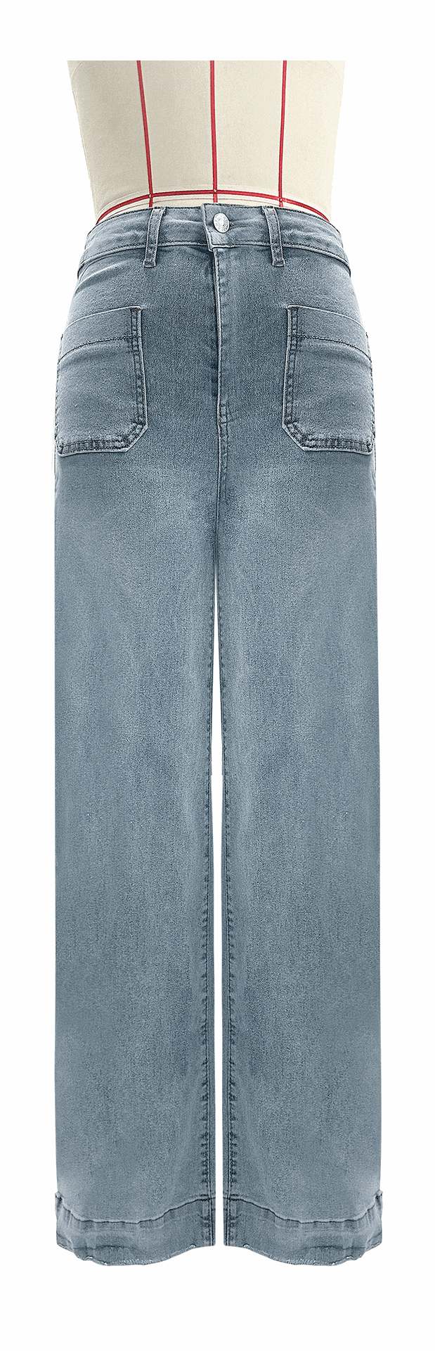 Women's spring wide leg straight high waist denim pants 17