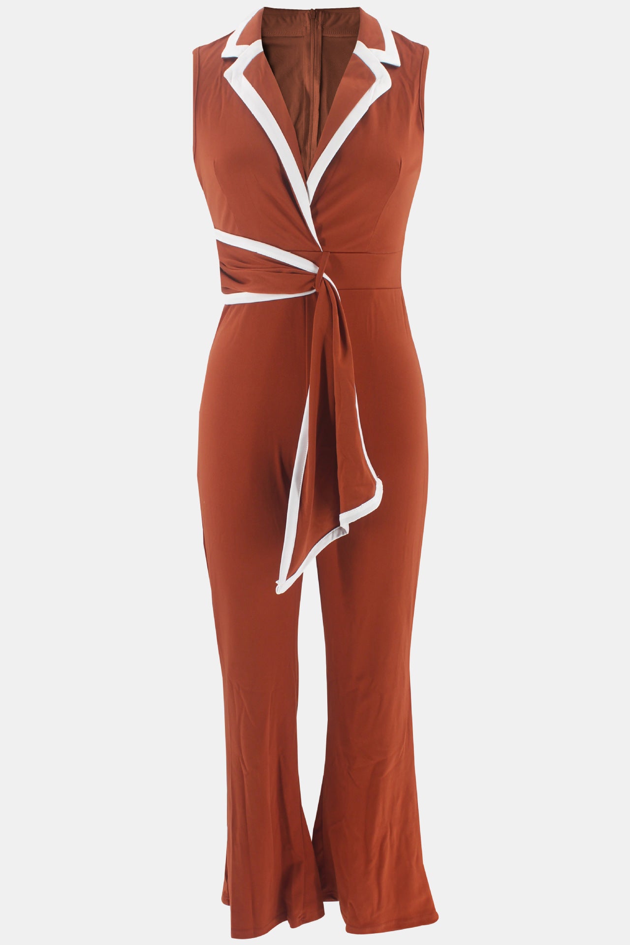 Summer Women's Fashionable V-Neck Chic Elegant Sleeveless Wide Leg Jumpsuit 57