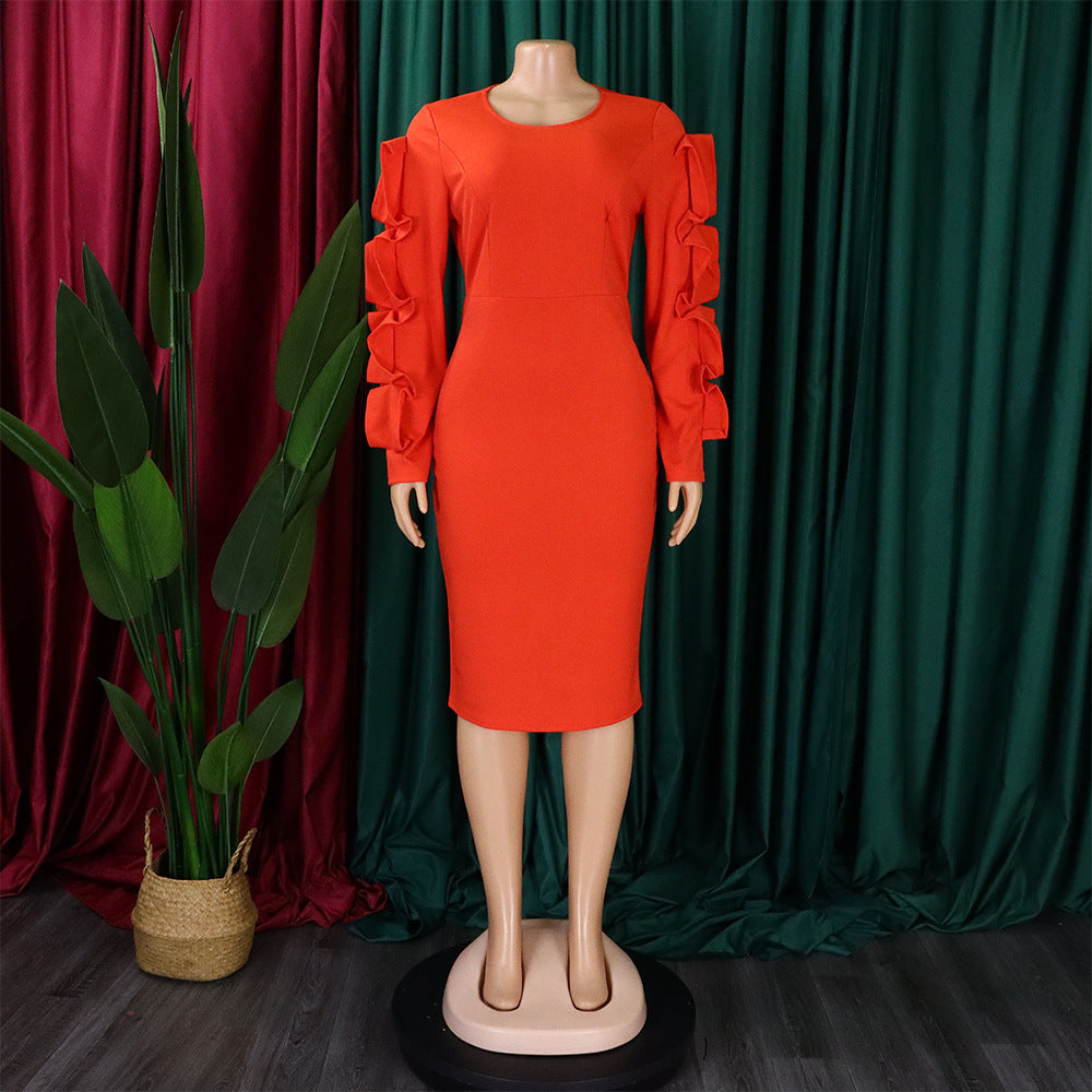 Plus Size Women Elegant African Long Sleeve Dress 11