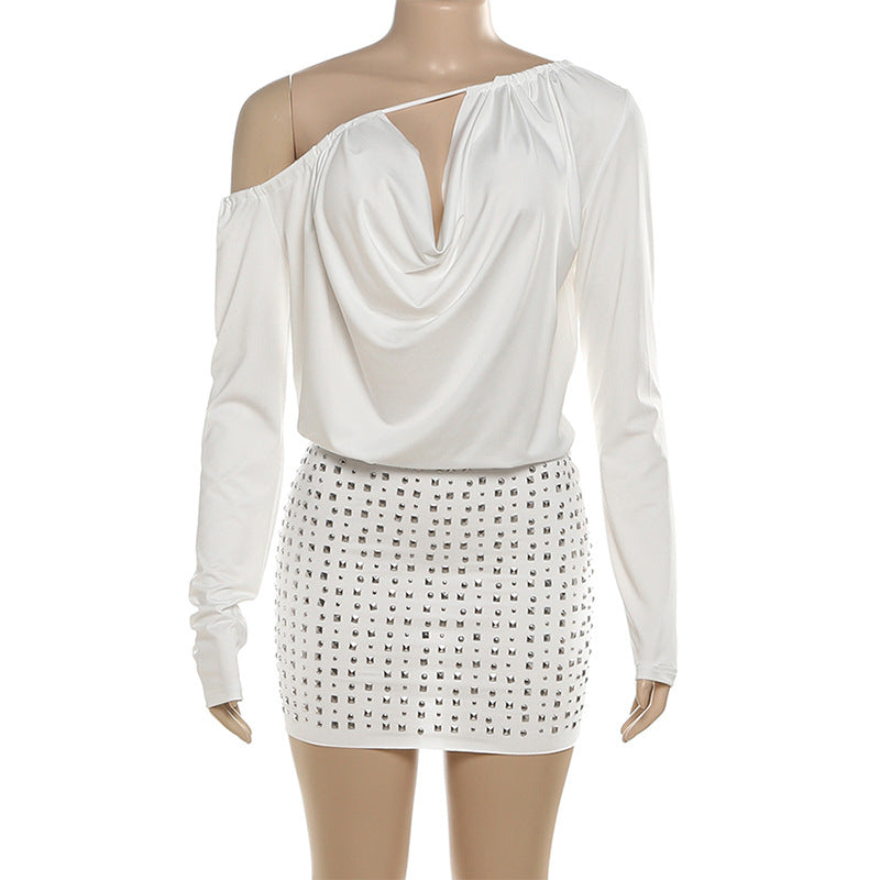 Women autumn/winter sexy backless lace-up off-shoulder bodycon dress 5