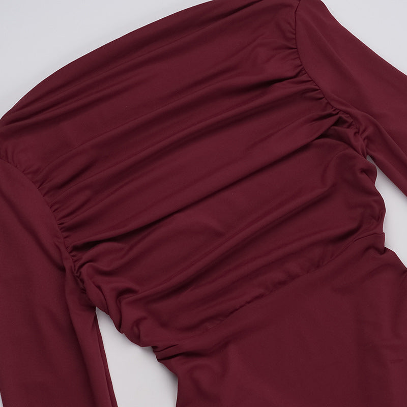 Women autumn sexy big backless long sleeve Bodycon dress 8