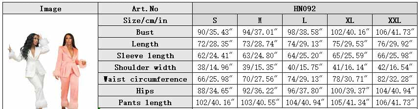 Women's Fashion Two-piece Blazer and Pants Suits with Feather 7