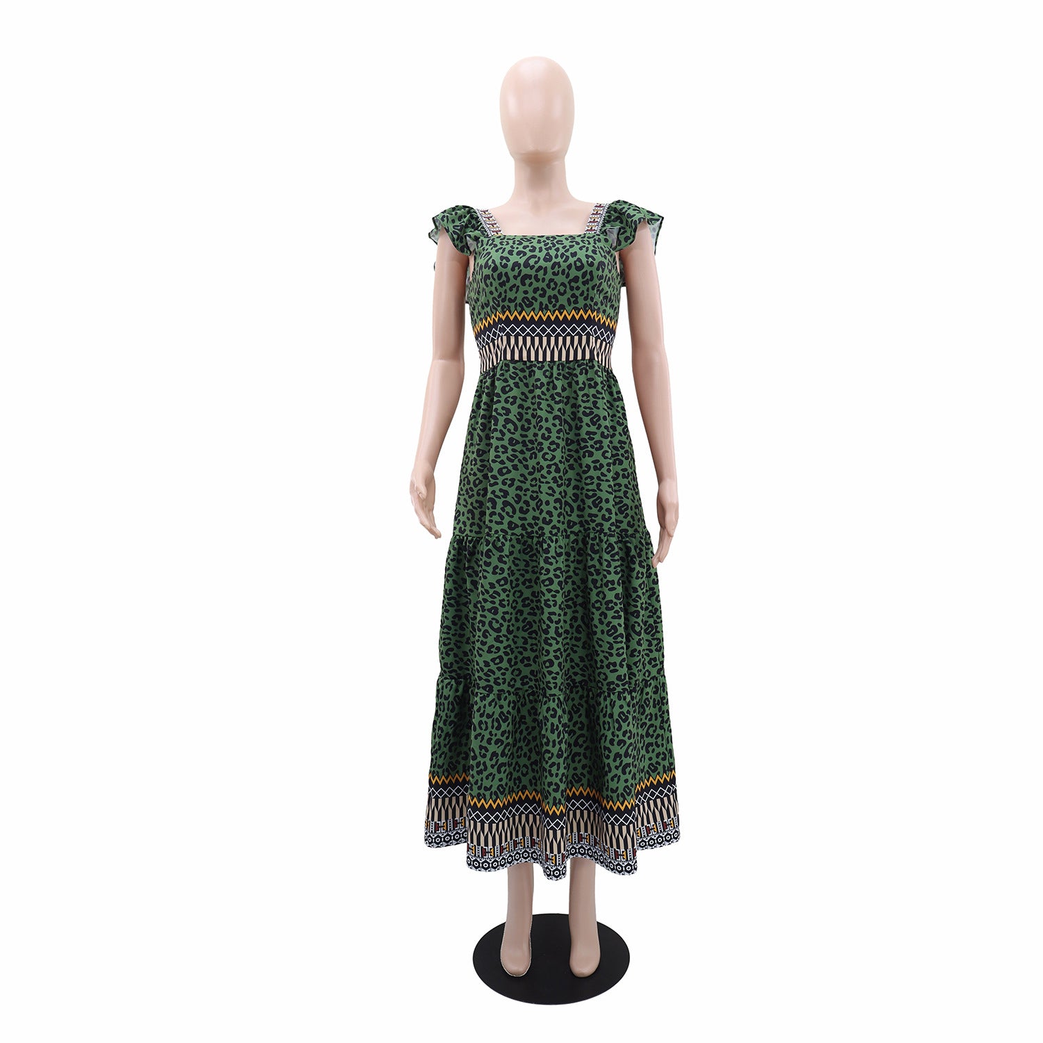 Women Holidays Casual Ruffle Sleeve Print Dress 3