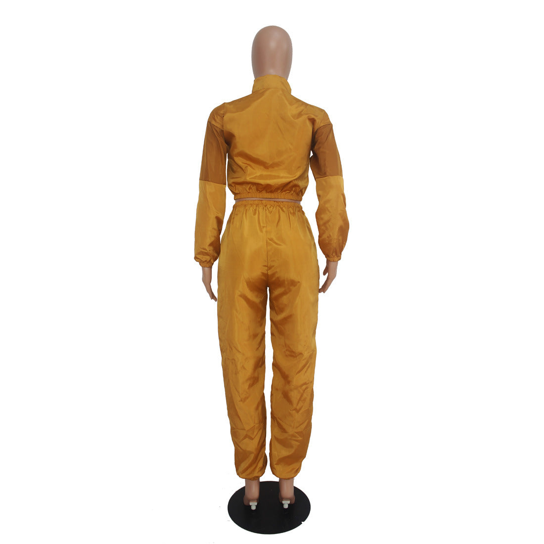 Women's Letter Print Color Block Patchwork Trench Hoodies Pants Set 8