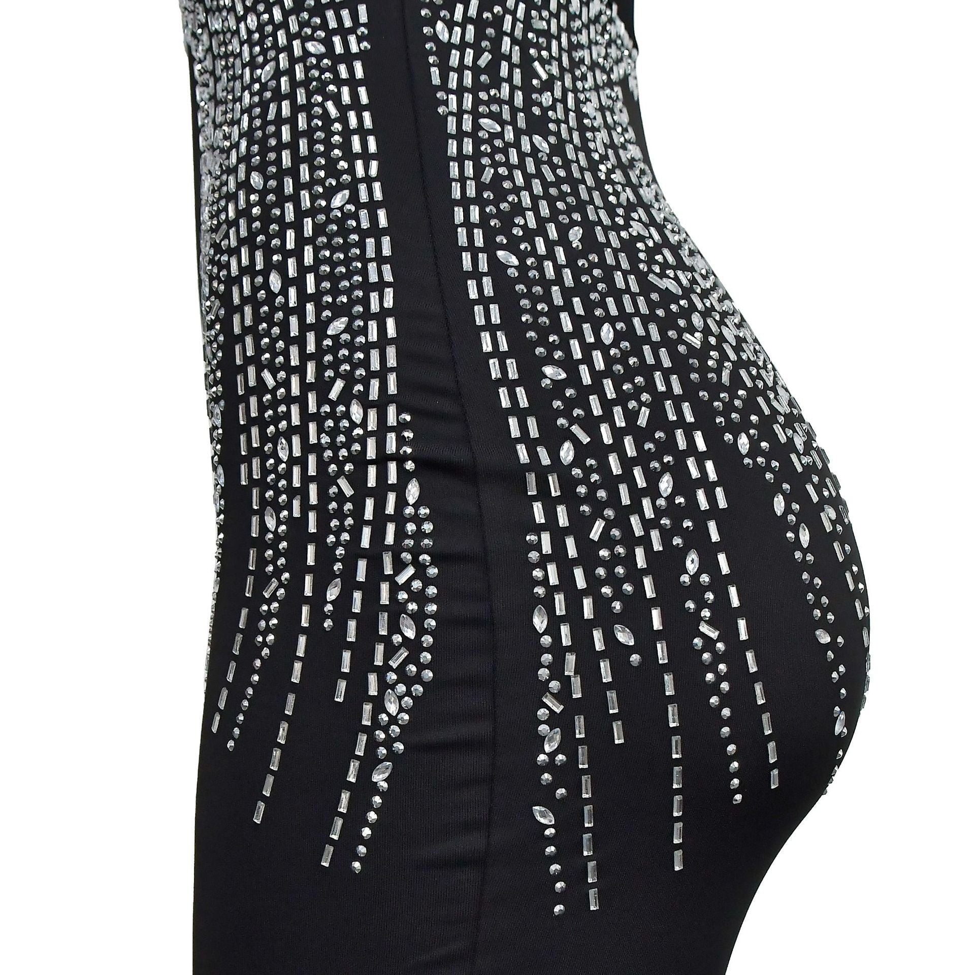 Women Contrast Color Mesh Beaded Bodycon Dress 11