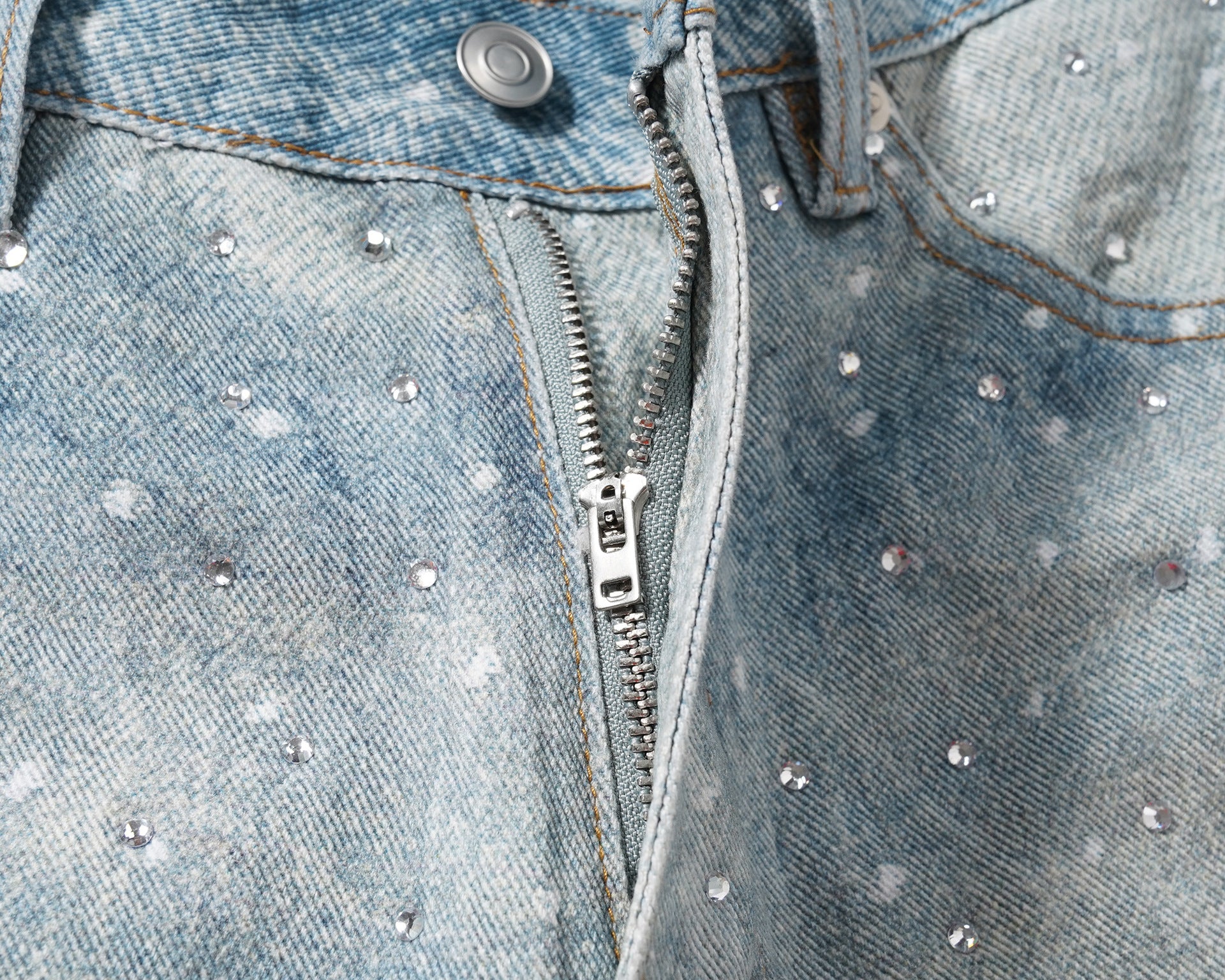 Spring Summer women's loose beaded midi denim pants with belt 9