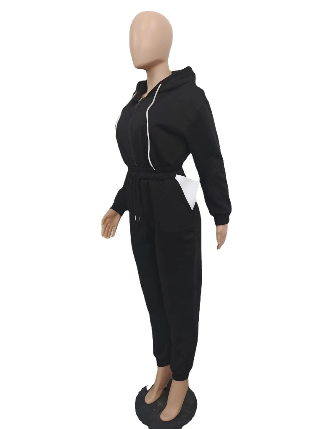 Sexy Women'S Hooded Solid Color Long Sleeve Casual Jumpsuit 19