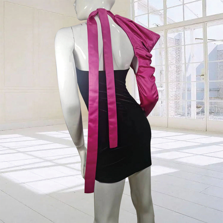 Women One Shoulder Bow Strapless Dress Two-piece Dress Set 13