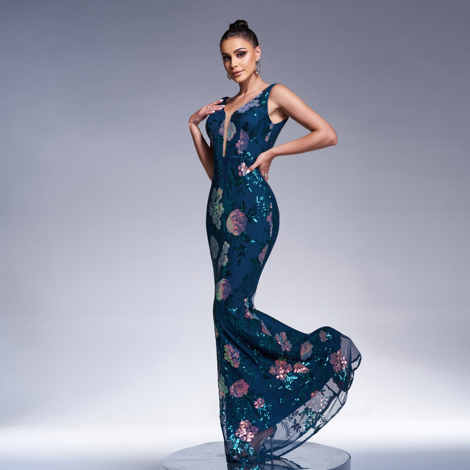 Chic Elegant Sexy Sleeveless V-Neck Sequin Formal Party Evening Dress Bridesmaid Dress 6