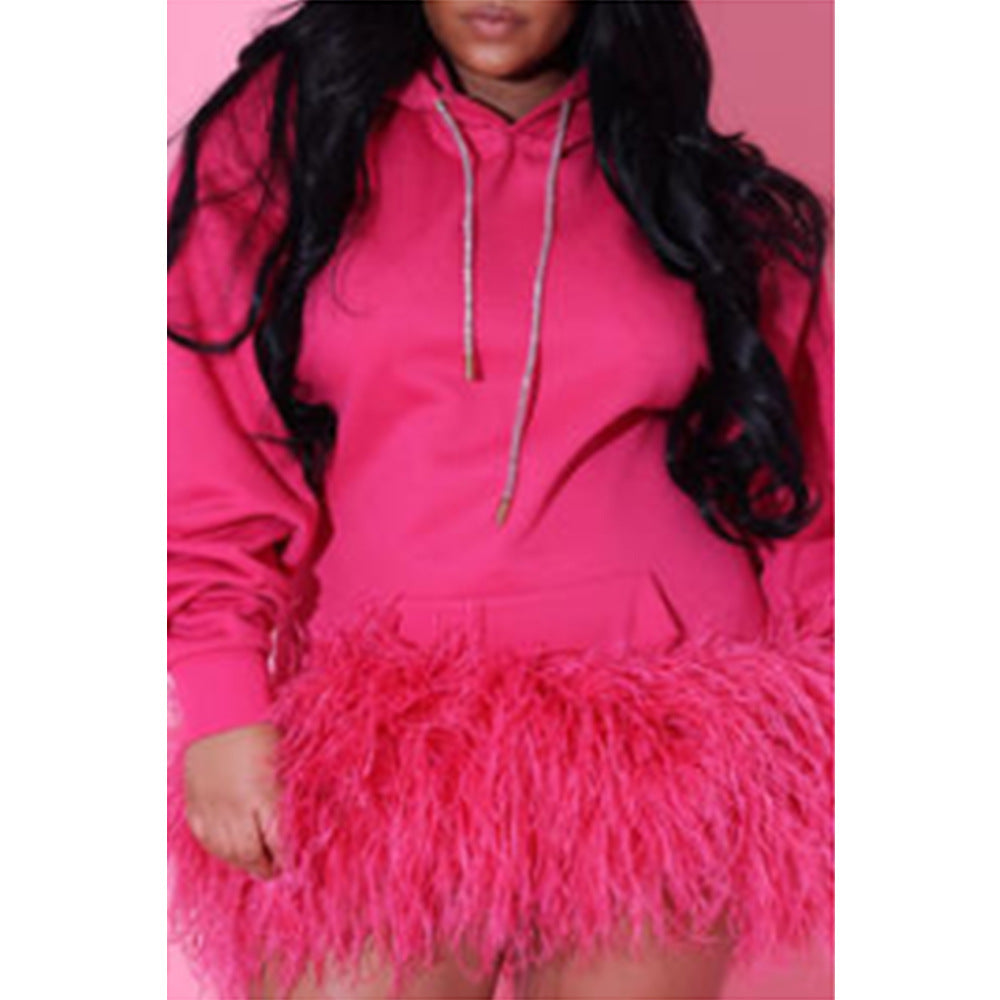 Women Hooded Feather Dress 3