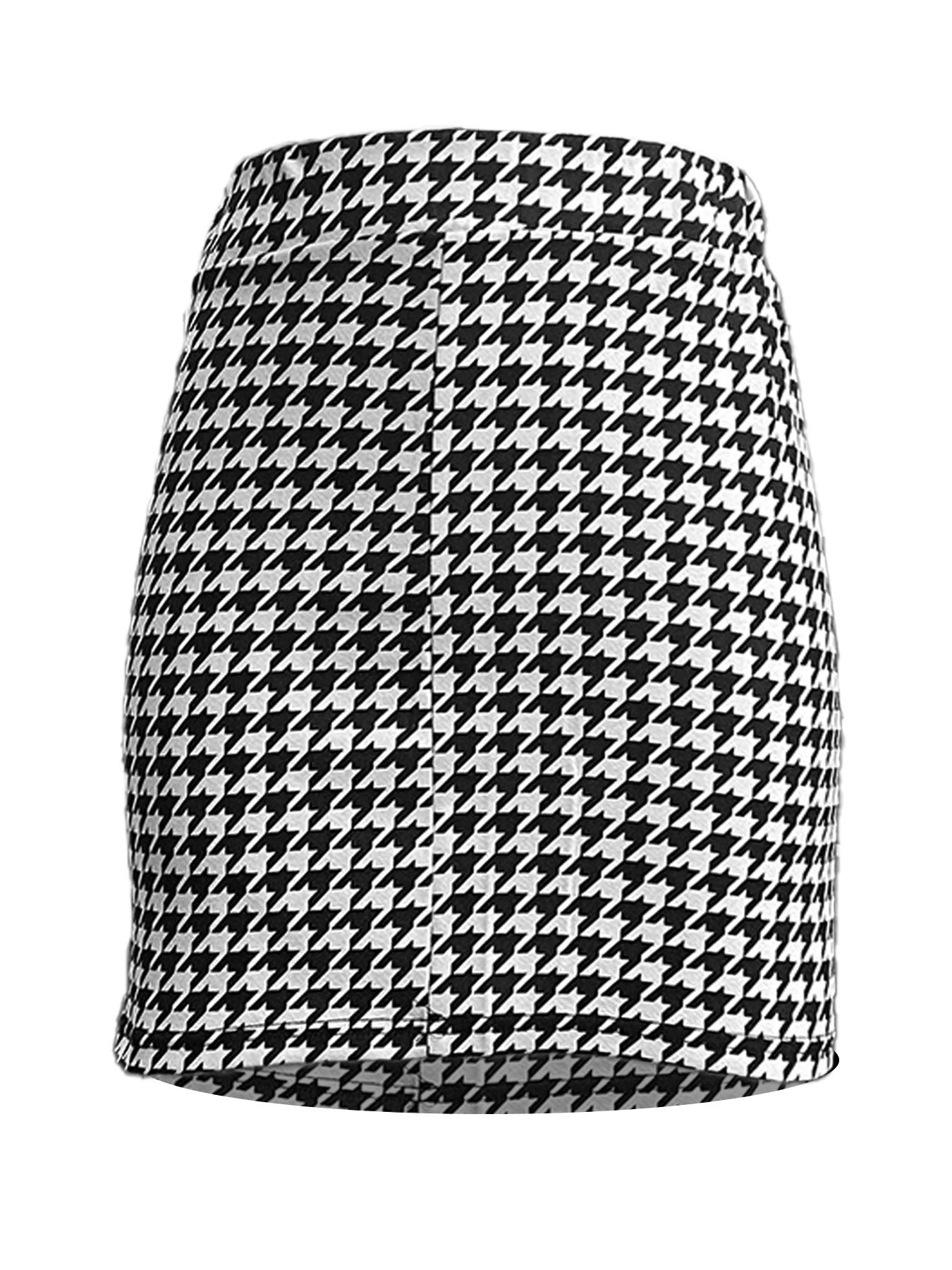 Women houndstooth print skirt 4