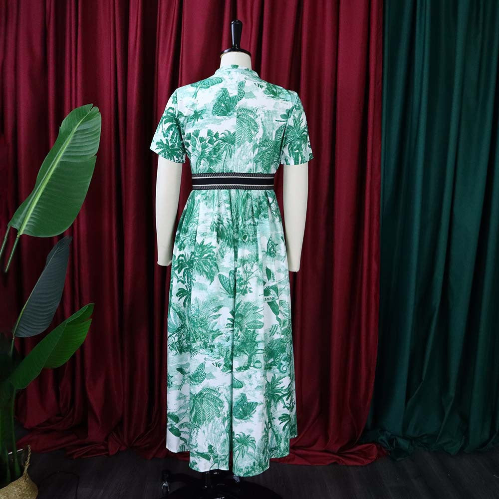 Plus Size Summer Women Printed Short Sleeve Dress 18