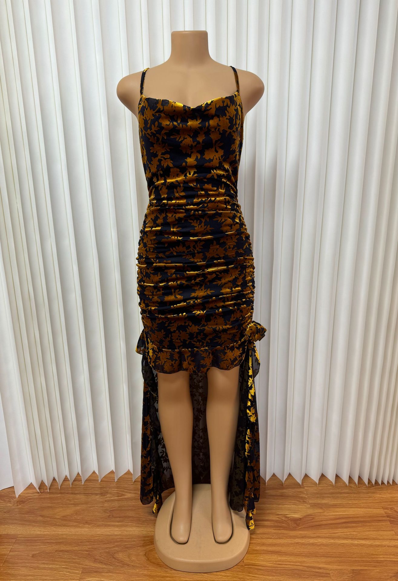 Cross Lace-Up sexy Low Back Pleated irregular dress for women 3