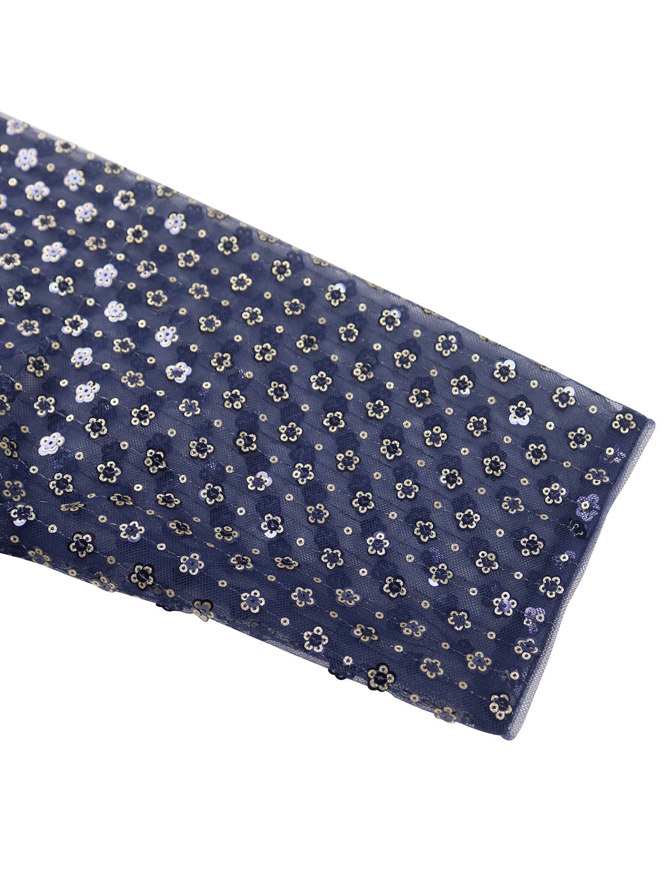 Mesh Patchwork Sequins Round-Neck Pleated A-Line Dress 14