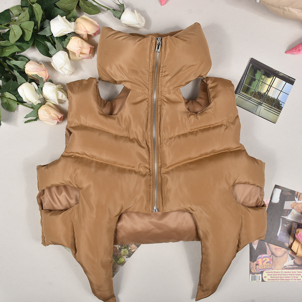 Women winter hollow irregular sleeveless vest 6