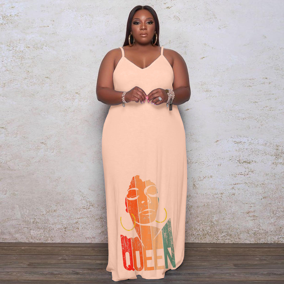 Plus Size Women Printed Slip Dress 8