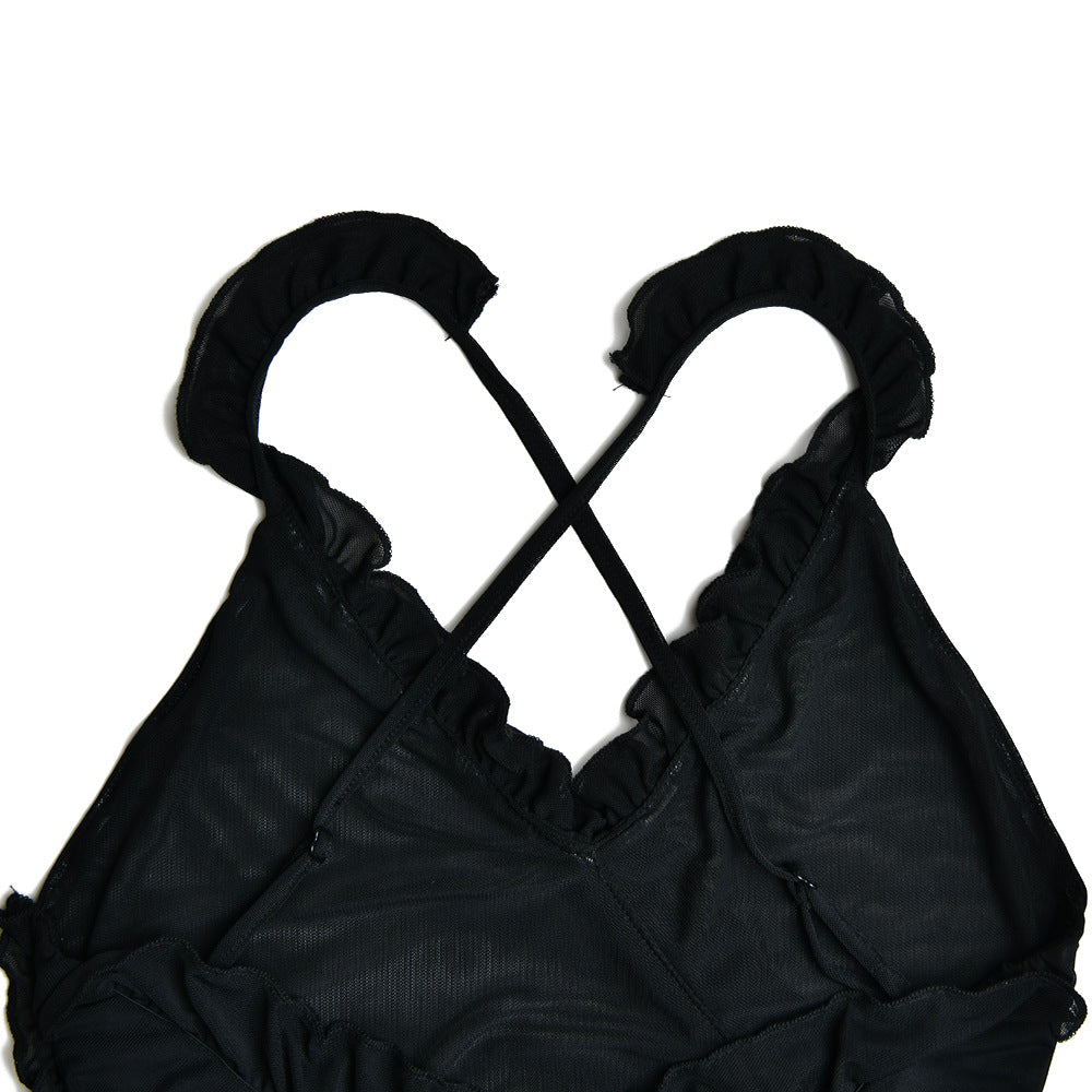 Summer V-neck Sexy Backless Ruffle Strap Dress 15