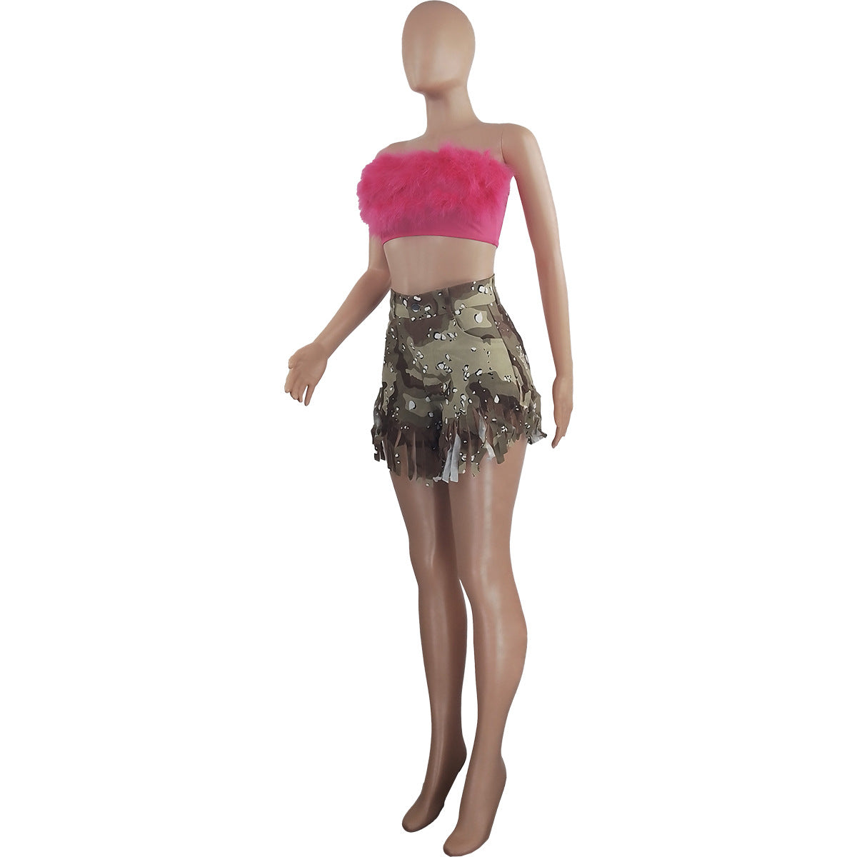 Fashionable Women's Camouflage Tassel Shorts 8
