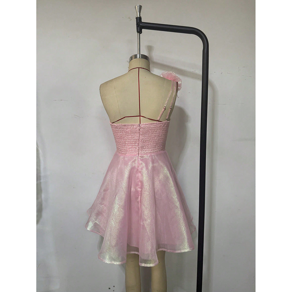 Women Summer Sexy Flower Mesh Patchwork Party Dress 7