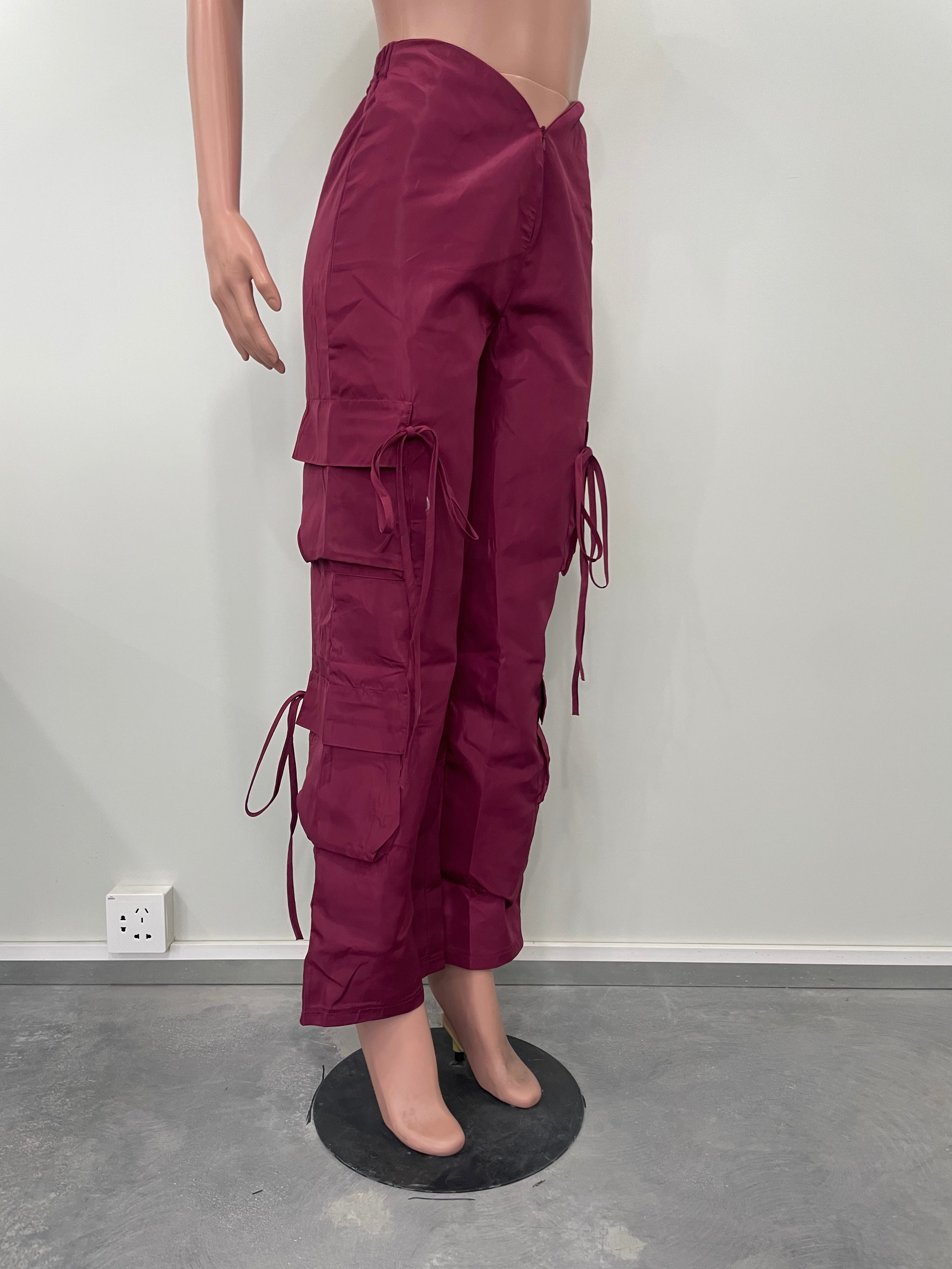 Women's Zip Lace-Up Solid Green Casual Trousers 12