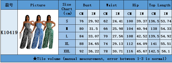 Women Sexy Sleeveless Backless Print Wide Leg Jumpsuit 13