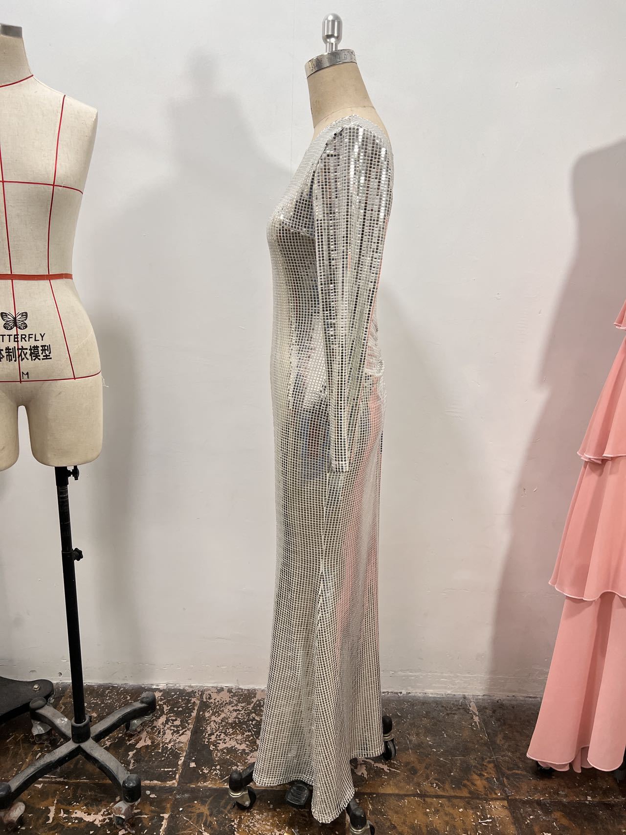 Autumn and Winter Formal Party Sexy Slim Long Sleeve Sequin Evening Dress 4