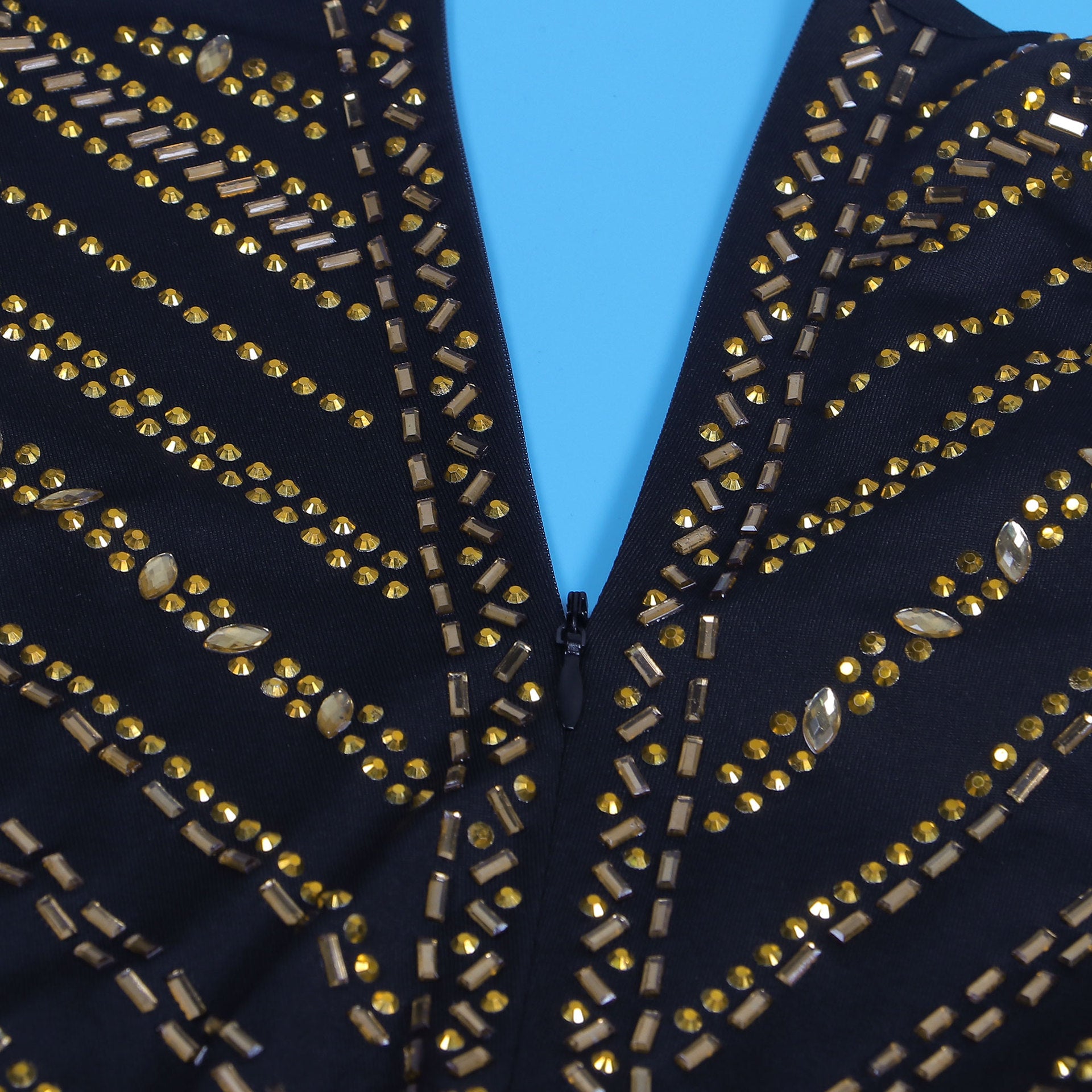 Women Sexy Beaded V-Neck Stretch Jumpsuit 32