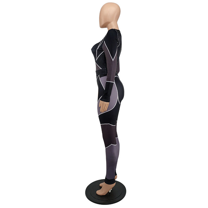 Women's Autumn Fashion Casual Sports Slim Long Sleeve Two Piece Pants Set 5