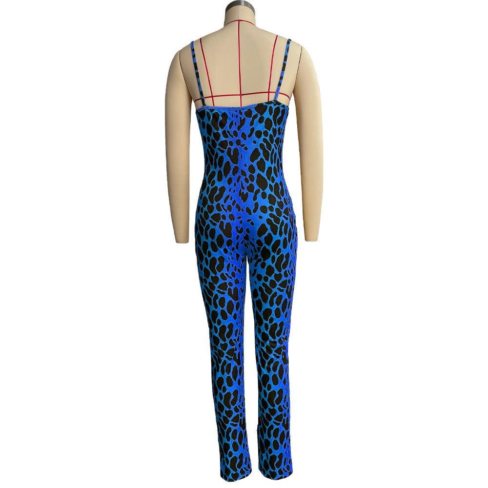 Women Casual Printed Jumpsuit and Coat Two-piece Set 25