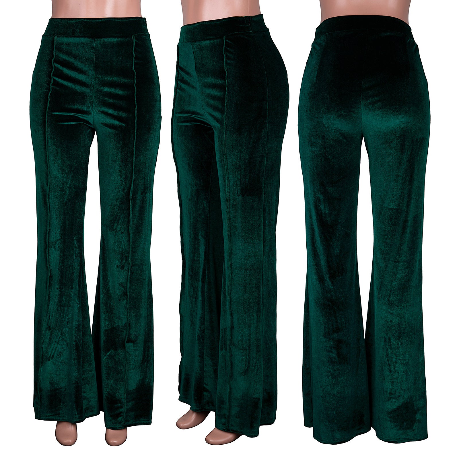 Women's Fall/Winter Bell Bottom Mid Waist Casual Pants 12