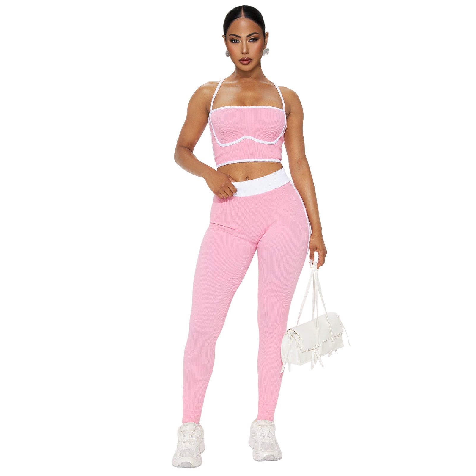 Women Sports Suspender Top and Pants Two-Piece Set