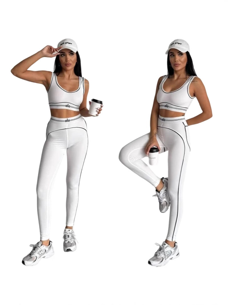 Women summer yoga sports vest fitness two-piece set 10