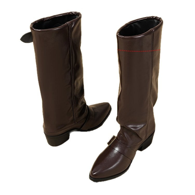 Women autumn and winter long pointed-toe block-heeled fashion boots 7