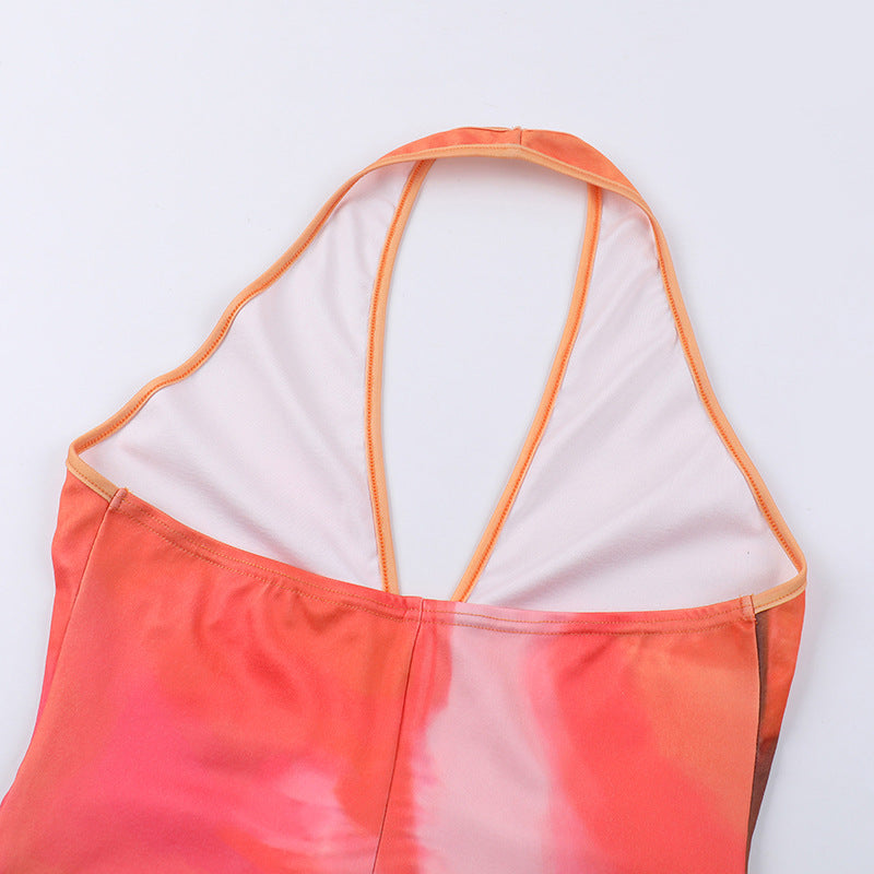 Autumn Fashion Floral Cut-out Halter Bodycon Long Dress 14