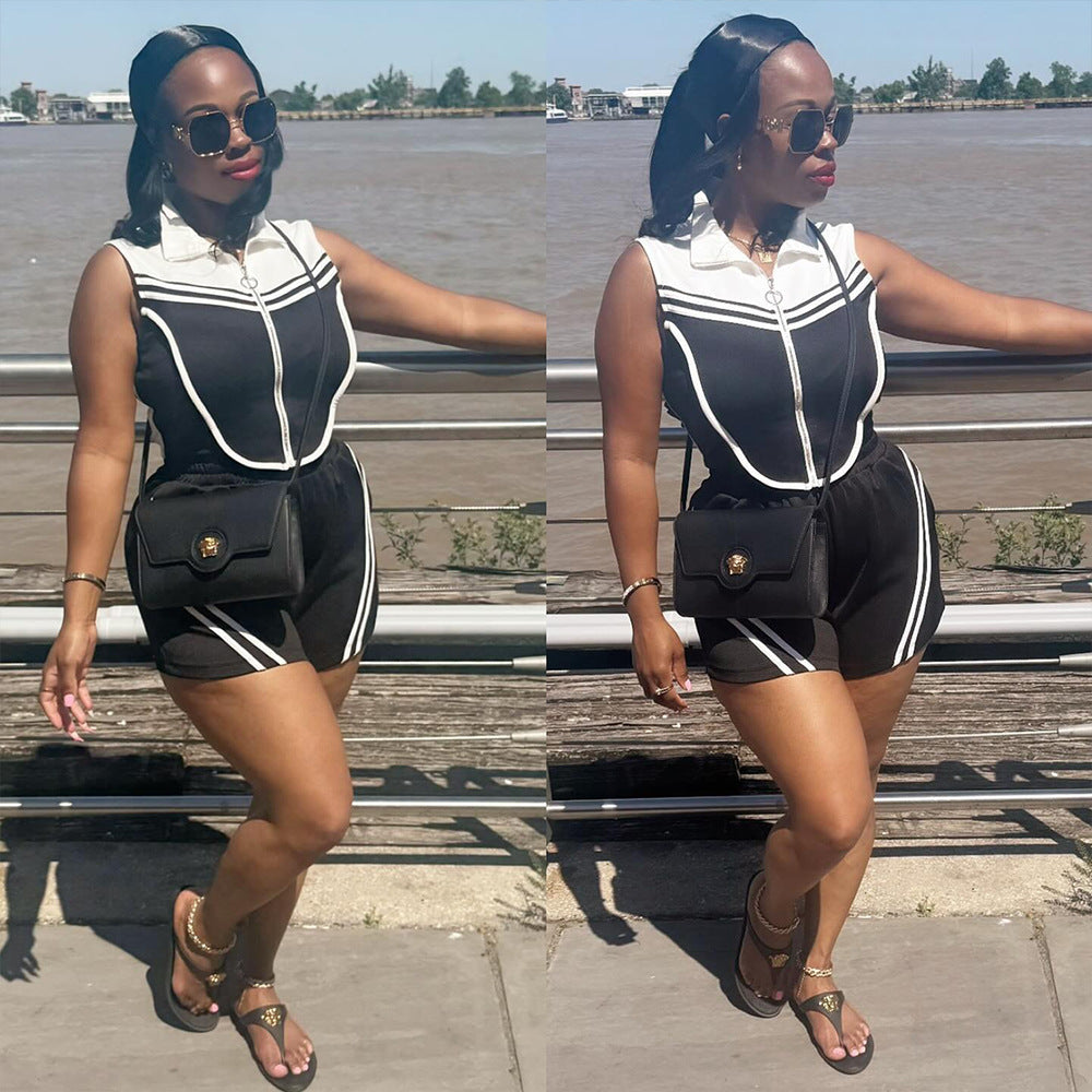 Women's Sexy Casual Sleeveless Top and Shorts Two-Piece Set