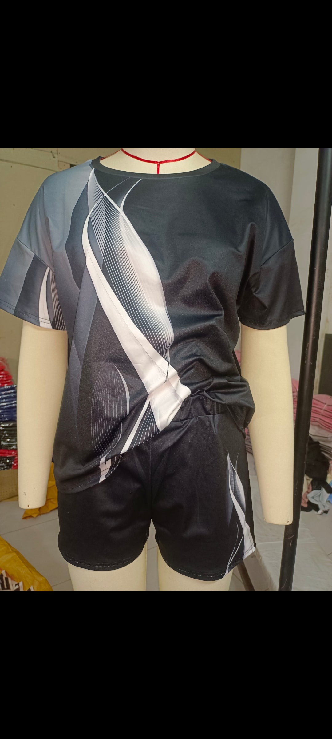 Plus Size Women Summer Print Casual Top and Shorts Two-piece Set 24