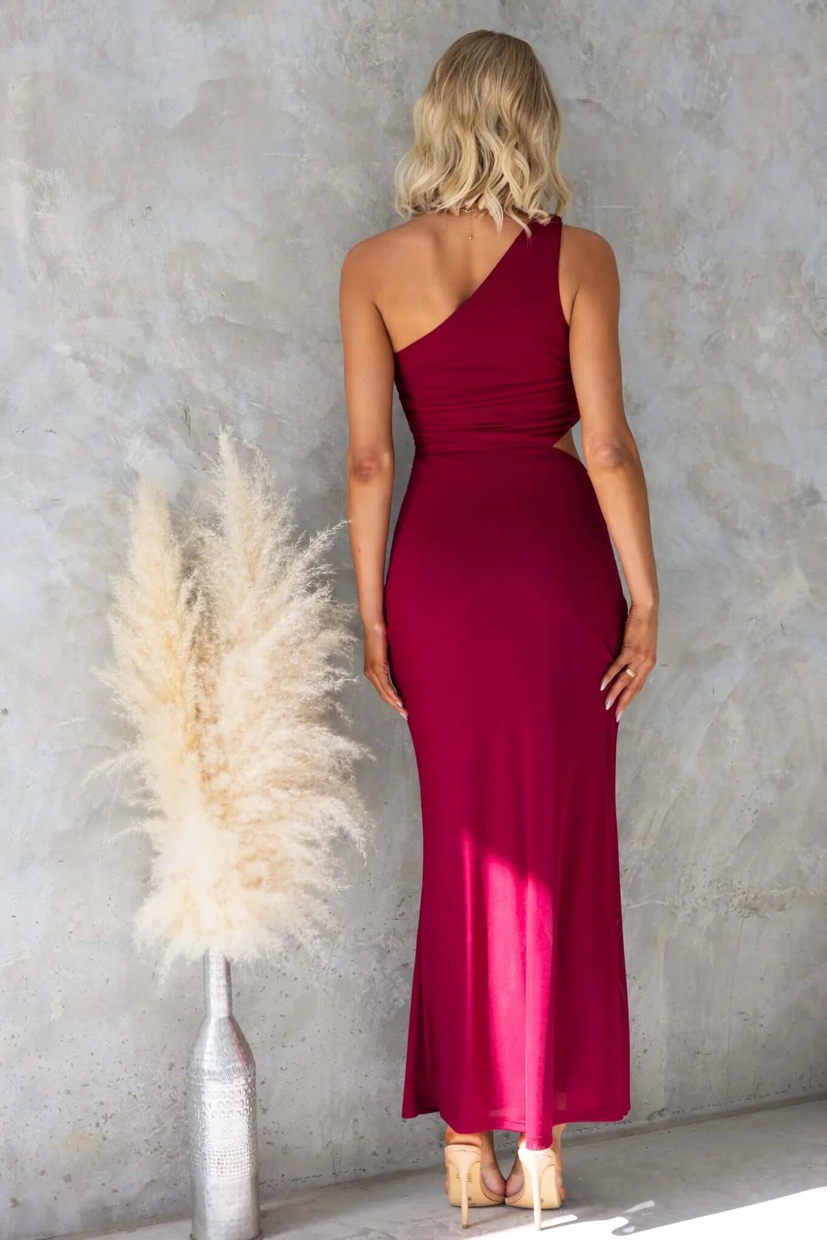 Elegant Chic One-Shoulder Sexy Mesh Tie-Front Long Dress 15